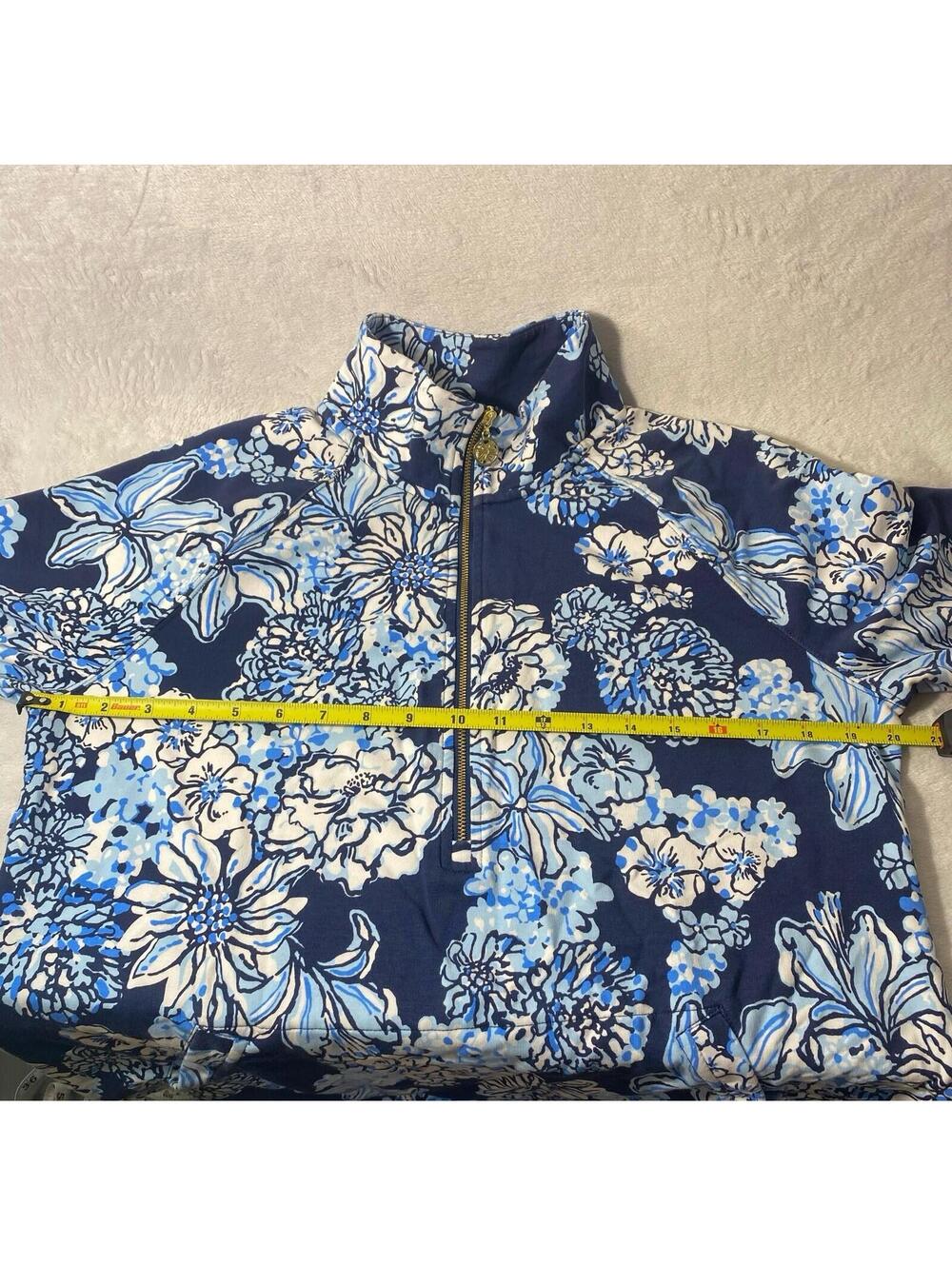 Lilly Pulitzer 1/2 Zip UPF 50+ Skipper Popover Blue White Floral Size L [COPY] - Picture 5 of 9